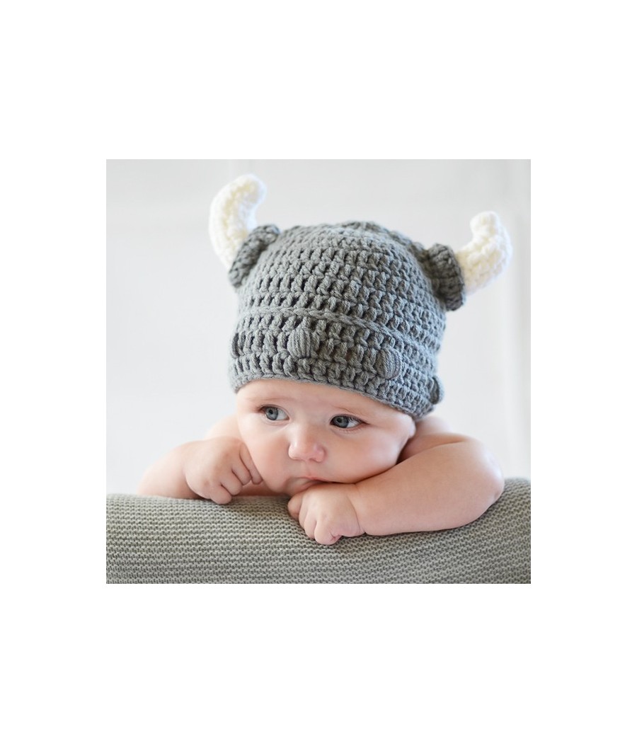 Gorro crochet casco vikingo para bebé